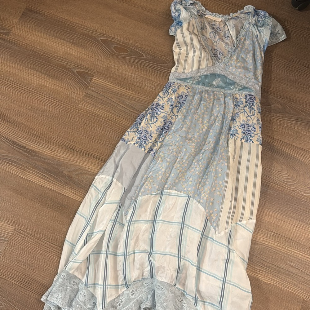 NWOT LOVESHACKFANCY TULA PATCHWORK SILK DRESS IN … - image 4